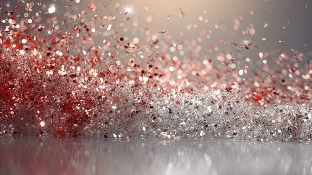 Abstract shiny background with red glitter. Scattered confetti sparkles with red color. Generated AI