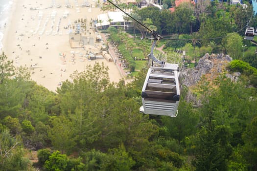 Funicular elevator or cable car going from Alanya Cleopatra Beach to Alanya Castle, Antalya Turkey