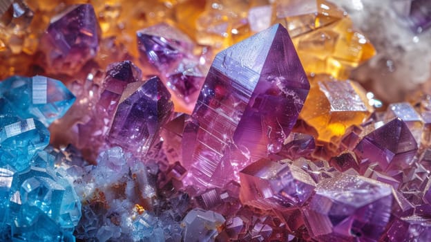 A close up of a bunch of crystals and minerals