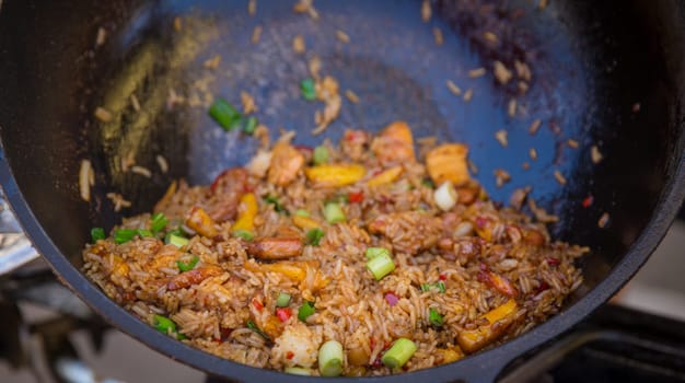 Puerto Rican Pineapple, pork and chicken fried rice