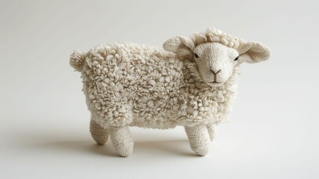 A white sheep sculpture on a plain background with no other objects