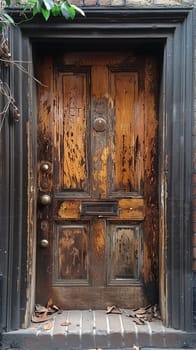 A weathered wooden door in a historic building, evoking stories of the past.