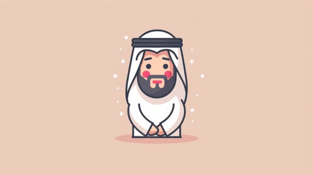 A cartoon of a man in the middle east with his head down