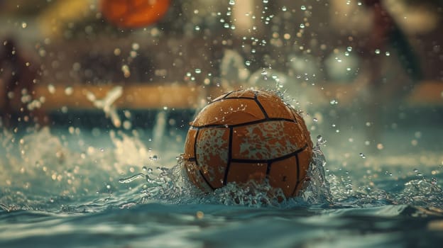 A soccer ball is being thrown into the water by a player