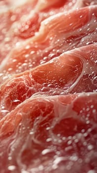 A close up of a piece of meat with water droplets on it
