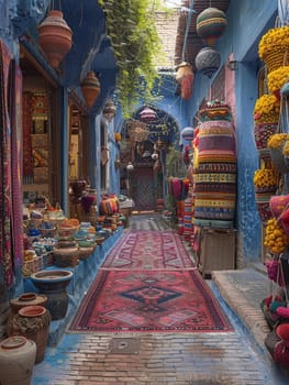 The vibrant hustle of a street market, captured in the colors and textures of goods.