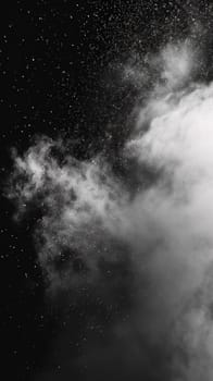 A black and white photo of a snowboarder in the air