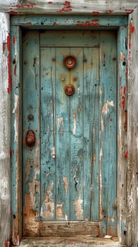 A weathered wooden door in a historic building, evoking stories of the past.