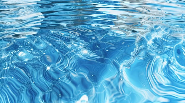 Ripples on the blue pool water. Shiny waves of clean pool water. Generated AI