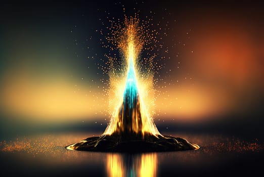 Water splash with beautiful drops flying away. Liquid motion background. Generated AI