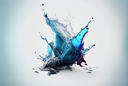 Water splash with beautiful drops flying away. Liquid motion background. Generated AI