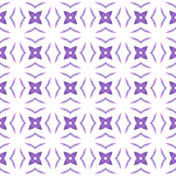 Textile ready alive print, swimwear fabric, wallpaper, wrapping. Purple lively boho chic summer design. Hand painted tiled watercolor border. Tiled watercolor background.