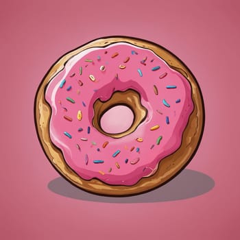Sweet temptation takes digital form in this illustration of a donut, adorned with vibrant sprinkles atop pink icing.