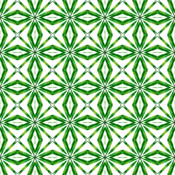 Textile ready fantastic print, swimwear fabric, wallpaper, wrapping. Green authentic boho chic summer design. Watercolor medallion seamless border. Medallion seamless pattern.