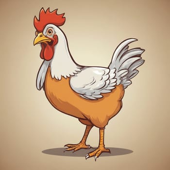 The joy of farm life encapsulated in a bright and cheerful chicken cartoon.