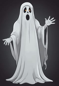 A charming cartoon ghost with wide eyes creates a delightful scare.