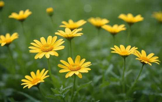 Yellow daisies in the garden. Shallow depth of field