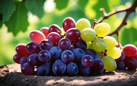 Ripe grapes on the vineyard. Selective focus. nature