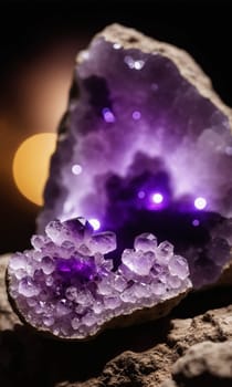 amethyst on the black background. amethyst is a natural mineral