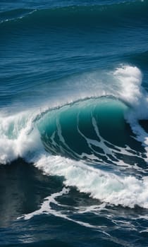 Waves breaking on the shore of the Atlantic Ocean in Portugal