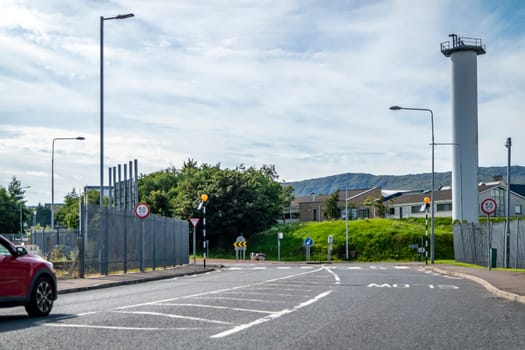 KILLYBEGS, IRELAND - MAY 16 2023: The Roundabout is close to Mooney Boats.