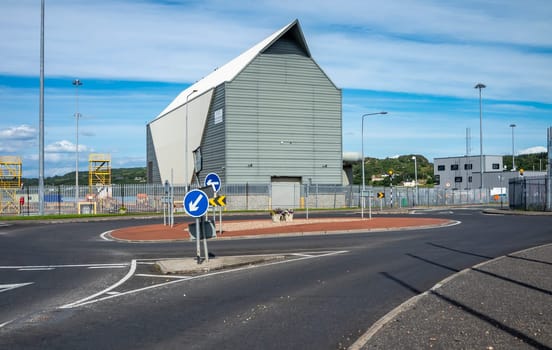 KILLYBEGS, IRELAND - MAY 16 2023: The Roundabout is close to Mooney Boats.