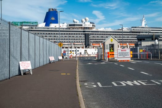 KILLYBEGS, IRELAND - MAY 16 2023: The Arcadia waiting for passengers in the harbour.