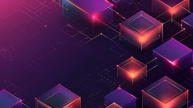 Abstract background with glowing cubes and lines