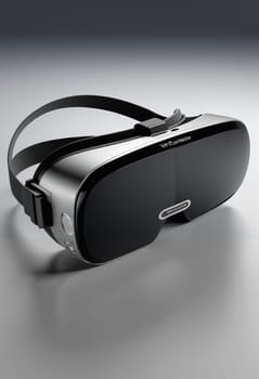 3d render of VR glasses on a gray background with shadow