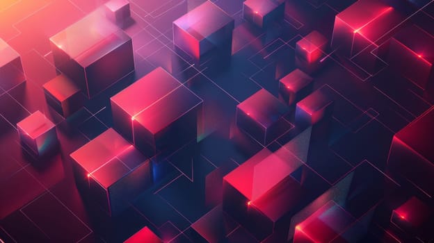 A colorful abstract background with red and blue cubes