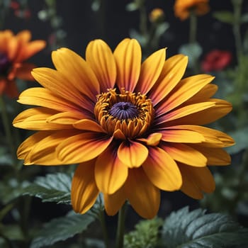 A close-up of a fiery bloomed gazania flower, displaying intricate details and an intense palette, truly a testament to nature's diversity.