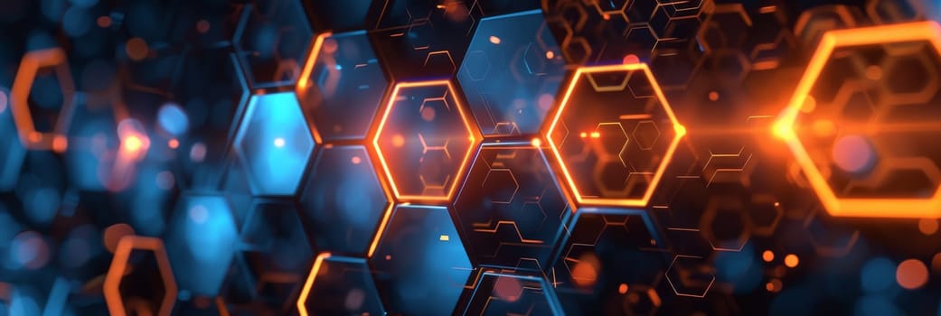 A futuristic abstract background with orange and blue lights