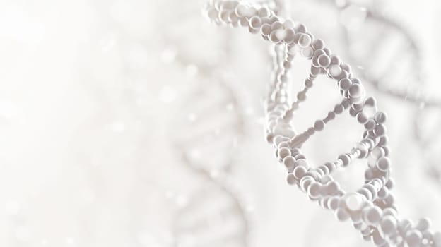 DNA medical background. Biotechnology helix gene. White futuristic background