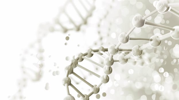 DNA medical background. Biotechnology helix gene. White futuristic background