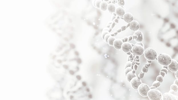 DNA medical background. Biotechnology helix gene. White futuristic background