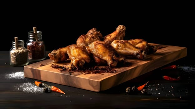 Grilled chicken wings on the grill, showcasing succulent roasted chicken with aromatic rosemary, and perfectly baked chicken thighs, promising a mouthwatering culinary experience.