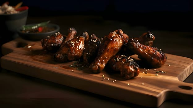 Grilled chicken wings on the grill, showcasing succulent roasted chicken with aromatic rosemary, and perfectly baked chicken thighs, promising a mouthwatering culinary experience.