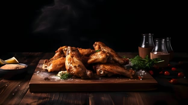 Grilled chicken wings on the grill, showcasing succulent roasted chicken with aromatic rosemary, and perfectly baked chicken thighs, promising a mouthwatering culinary experience.