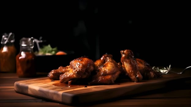 Grilled chicken wings on the grill, showcasing succulent roasted chicken with aromatic rosemary, and perfectly baked chicken thighs, promising a mouthwatering culinary experience.