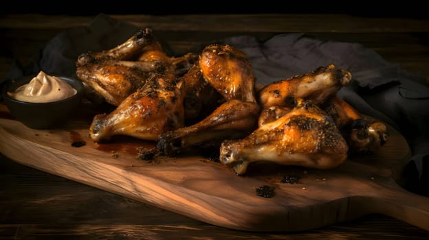 Grilled chicken wings on the grill, showcasing succulent roasted chicken with aromatic rosemary, and perfectly baked chicken thighs, promising a mouthwatering culinary experience.