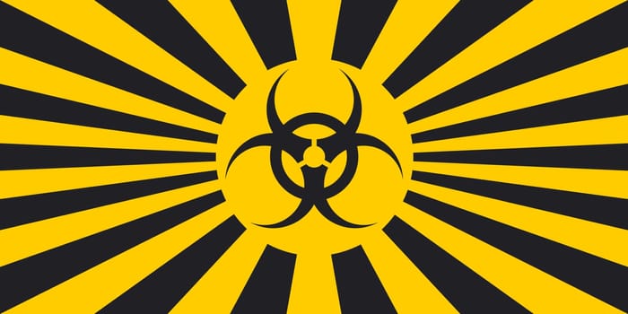 Horizontal background black yellow rays hazard quarantine covid coronavirus