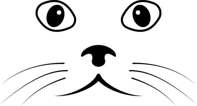 Sketch cat face,  simple cat face, mustache nose and eyes