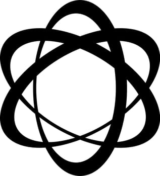 Orbit logo, three elipse displaced center, around nucleus concept molecule