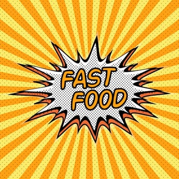 Fast food word background style pop art,  fast food restaurants