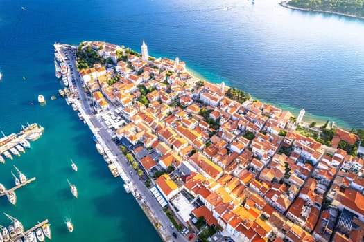Historic town of Rab aerial view, Island of Rab, archipelago of Croatia