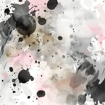 A white background adorned with black and pink paint splashes, creating a vibrant artistic pattern reminiscent of macro photography. The contrast of colors creates a bold and eyecatching design