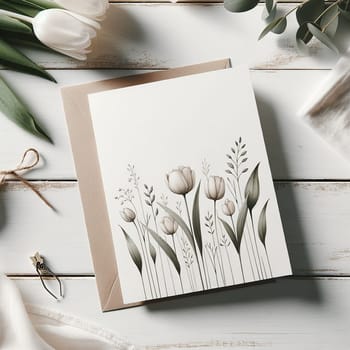 Anniversary Romance: Greeting Card Surrounded by Peonies