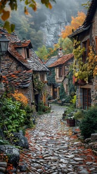 A cobblestone alleyway in an old European town, evoking history and charm.