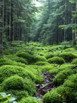 Lush green forest floor covered in moss, for nature-inspired and eco-friendly projects.