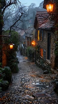 A cobblestone alleyway in an old European town, evoking history and charm.